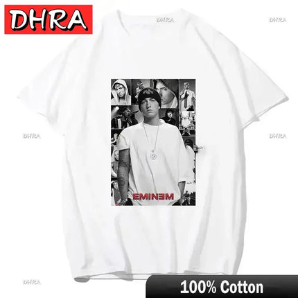 Summer Rapper Eminem Graphic Printed Tshirt Men Retro Cotton Hip-hop Fashion Casual T-shirt Women Cool Music Style Tops Clothing