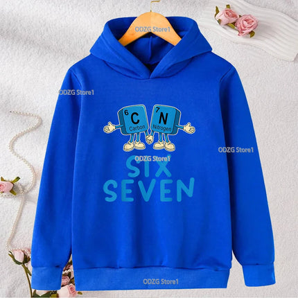 Autumn Winter Six Seven 67 Number Print Children's Hoodies Casual Fashion Boys Girls Long Sleeved Sweatshirt Warm Kids Pullovers