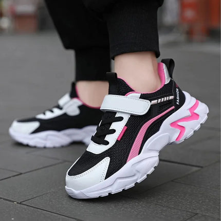 Children's Casual Pink Girls' Mesh Breathable Shoes, Fashionable Lightweight Running Shoes for Teenagers and Students Aged 7-15, Children's Sports Shoes for Girls