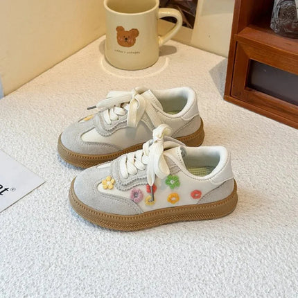 PU Leather Sport Shoes For Children Korean Style Teenager Kid's Sneakers Waterproof Outdoor Girl's Tennis Footwear Casual Shoes