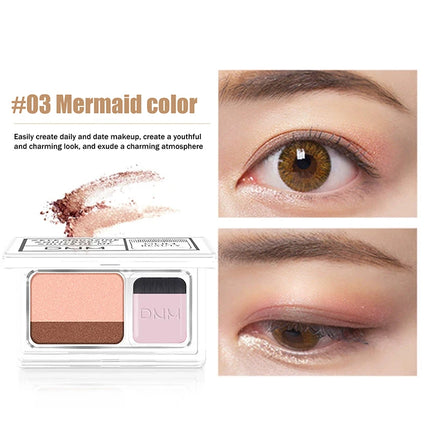 1Pc DNM Professional Women's Cosmetics Two-color Matte Lazy Eye Shadow Double Small Box Easy Carry Eyeshadow Tray for Makeup