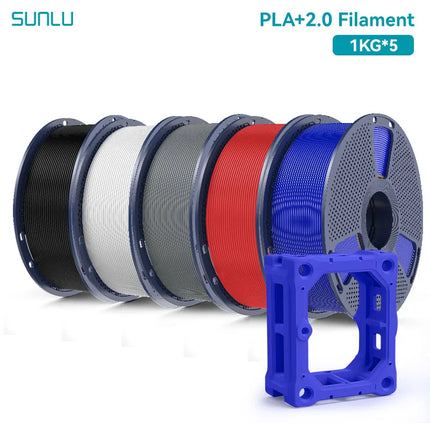 SUNLU 5KG PLA Plus 2.0 3D Printer Filament 1.75mm 1000g Spool (2.2lbs) Neatly Arranged No Knot Filament Fit Most FDM Printer