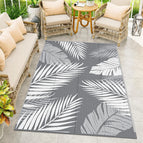 Gray White Leaf / 183x274cm 6x9ft