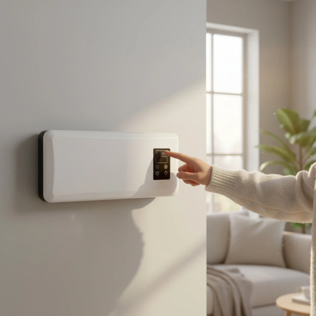 Electric Wall Heater Black Control Panel Wall-Mounted Heater Home Heating Slim Low Noise