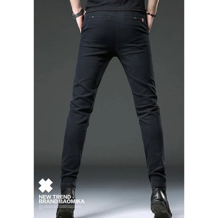 Autumn Winter Korean Harajuku Trousers All Match Vintage Jeans Men Casual Trend Solid Pockets Straight Leg Pant New Male Clothes