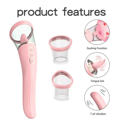 Tongue Licking with Sucking G Spot Vibrator 3 in 1 Sex Toys for Women Powerful Clitoral Nipple Oral Sucker Stimulation Massager
