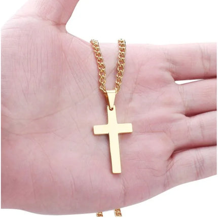 New minimalist cross necklace pendant accessory with chain cross-border e-commerce AliExpress simple smooth surface