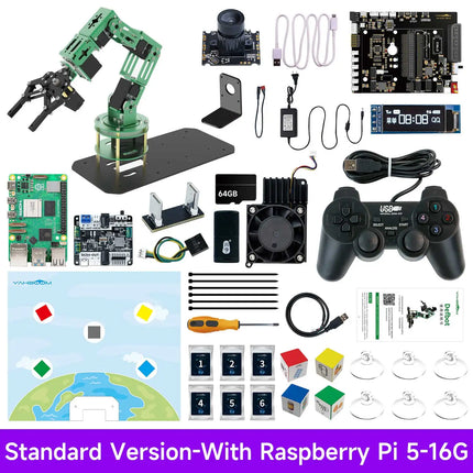 Yahboom DOFBOT AI Large Model Vision Robotic Arm Kit ROS2 Robot for RaspberryPi 5 Adopt Python Programming Object Recognition