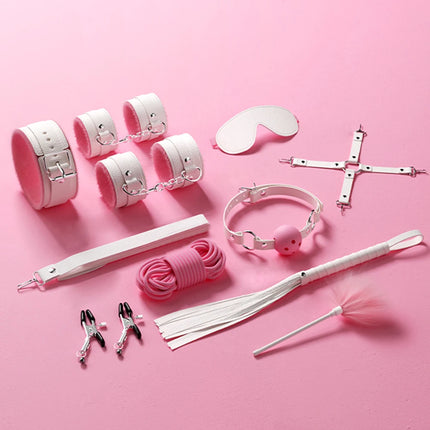 Sex Toys BDSM Bondage Kits Genuine Leather Restraint Set Handcuffs Collar Gag Vibrators Sex Toys For Women Couples Adult Games