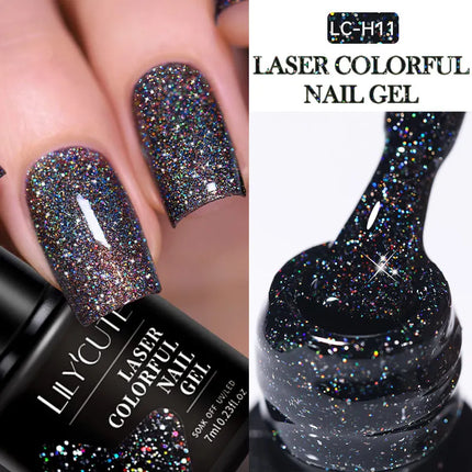 LILYCUTE 7ML Glitter Gel Nail Polish Sparkling Semi Permanent UV Gel Colorful Shinning Gel Varnish Nail Art Soak Off UV LED Gel