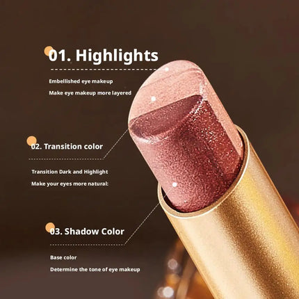 Glitter Eyeshadow Stick Three-Color Contouring Eyeshadow Makeup Eyeshadow Crayon Eyeshadow Pencil Eye Shimmer Stick For Women