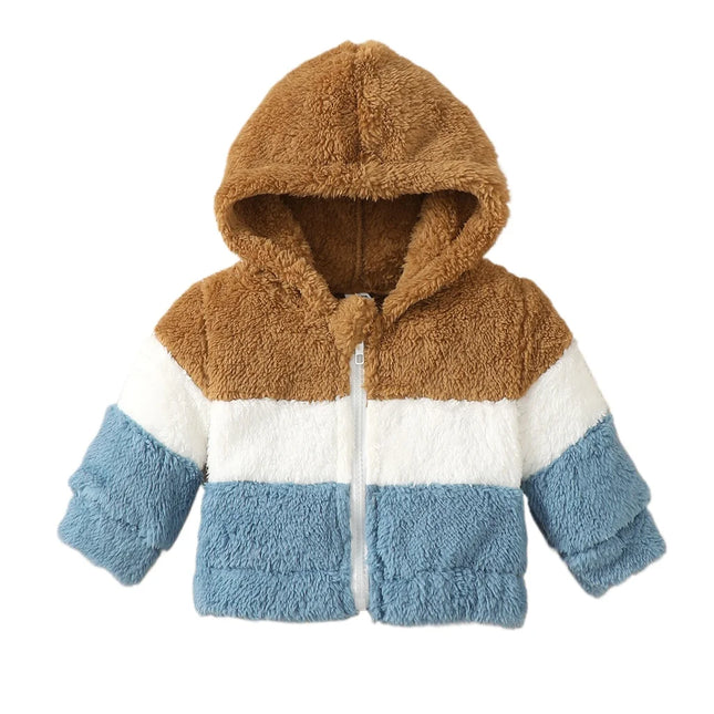 0-9 Months Baby Boy&Girl Winter Coat Plush Splicing Hoodie Crawler Clothing for Infant Warm Clothes Baby Thickened Outerwear
