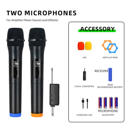 Lenovo Wireless Microphone 2.4G UHF Fixed Frequency 2 Channels Handheld Micphone For Live Party Karaoke Professional Meeting