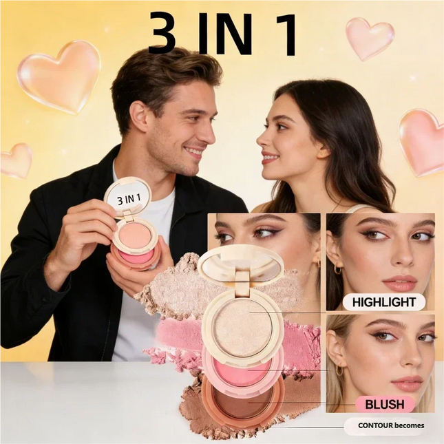 Miss Lara 3-Layer Makeup Palette High-Gloss Blush Pearlescent Matte Finish Multifunctional Valentine's Day Gift for Women
