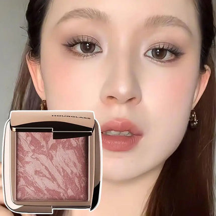 Hourglass Shining Powder Blusher Highlighter Matte Fine Shimmer Blusher Face Cute Makeup Korean Cheek Pressed Powder