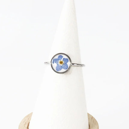 Wency Stainless Steel Dried Flower Round Rings For Women Eternal Flower Open Finger Ring Jewelry Wedding Band Gift Wholesale New