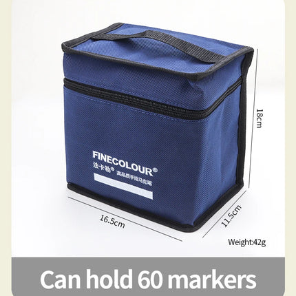 FINECOLOUR Large Capacity Zipper Pen Bag Art Markers Canvas Storage Navy Blue Bag Hold With base 120/168/240Pcs Markers Pen