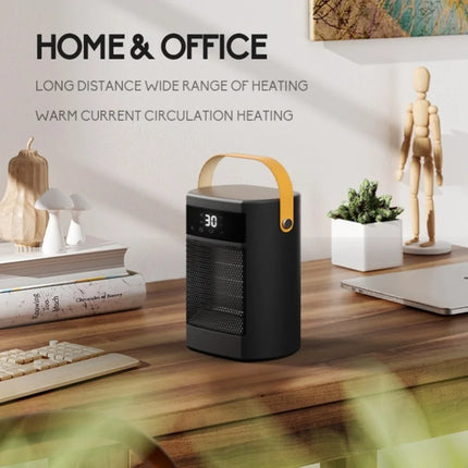 Portable Desk Heater 1500W Digital Display PTC Ceramic Fast Heating 20-45°C Adjustable 70° Oscillation Remote Black