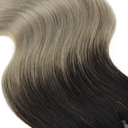 Ombre Body Wave Human Hair Bundles 8 Inch Remy Human Hair Extensions 50g 4pcs Bob Black Root Grey Pink Grey Blue Purple Hair