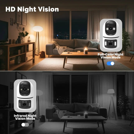 YOOSEE 8MP WiFi IP Camera Dual Lens Screen Motion Detection Auto Track Two-Way Audio Onvif 10X Zoom Security Monitor CCTV HD Cam