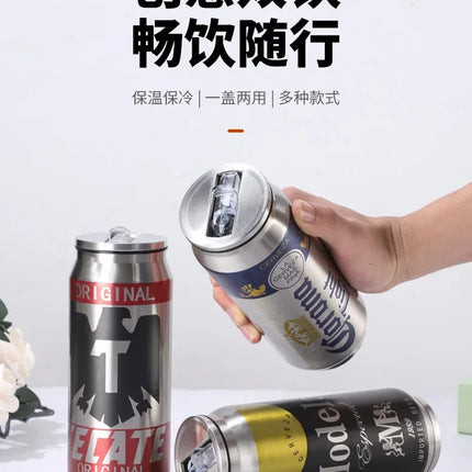 500ML Termos Beer Cup 304 Stainless Steel Car Thermos Cola Can Laser Printing Botella De Acero Inoxidable Ninos Garrafa Termica