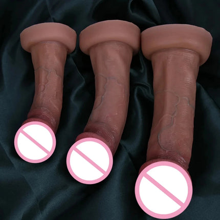 Realistic Big Glans Dildo Soft Silicone Huge Dick Strong Man Penis with Suction Cup Anal Vaginal Masturbators Sex Cock Adult 18+