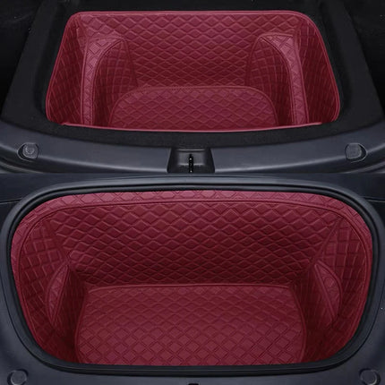 For Tesla Model Y Juniper / 3 Highland 2025-2026 Front Rear Trunk Mat Leather Full Coverage Trunk Both Side Guard Protective Pad