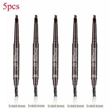 5 Colors Double Head Eyebrow Pencil Waterproof Long Lasting Sweat-proof Natural Wild Brows Shaping Drawing Easy Coloring Makeup