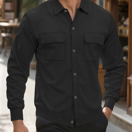 New 2025 Men's Casual Fashionable Long Sleeve Corduroy Shirt Cardigan Summer Season Neutral Minimalist Style Origin China