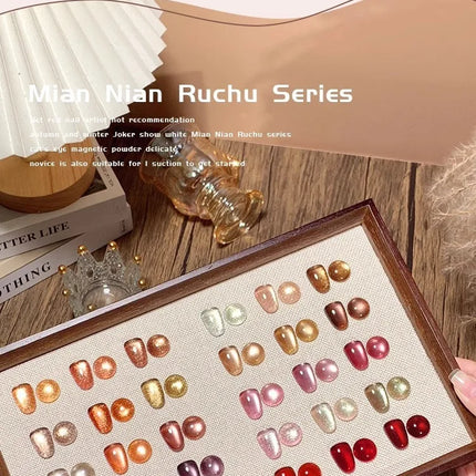 2025 NEW Glass Beaded Cat Eyes Nail Polish Golden Green Light UV/LED Nail Gel Semi Permanent Magnetic Gel Varnish DIY Nail Salon