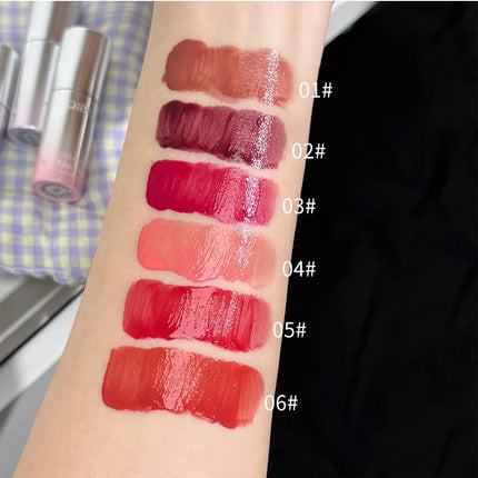 QIBEST Watery Mirror Lip Gloss Long-lasting Moisturizing Easy Wearing Water Glass Lip Glaze Hydrating Sexy Red Lip Tint Makeup