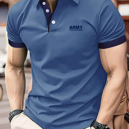 Men's Casual V-neck T-shirt Short Sleeved Summer Men's Comfortable Breathable Regular Fit Case Golf Polo Shirt Polo Collar