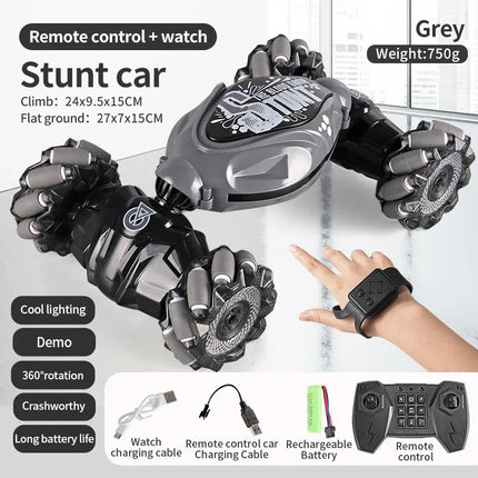 Gesture Sensing Dual Control Twist Car Double-Sided Drift Stunt Rechargeable Remote Toy with LED Lights - Perfect Gift for Kids