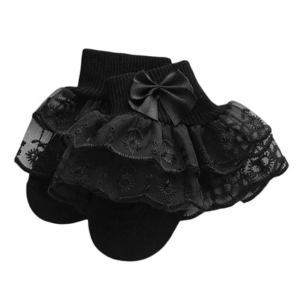 Baby Girls Ruffle Lace Socks, Super Soft Infant Ankle Socks Princess Dress Socks with Bow 3M-2T