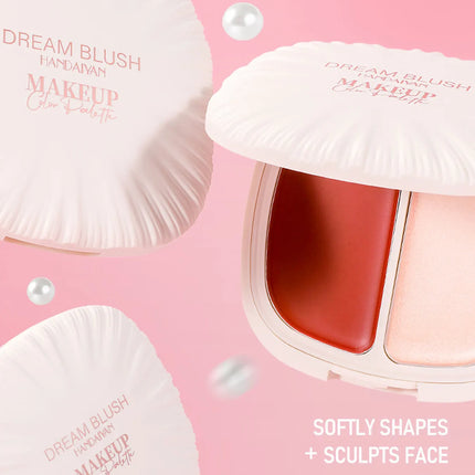 2 In 1 Dream Blush Highlighter Palette Natural Glow Face Contour Long Lasting Luminous Finish Healthy Radiance Duo