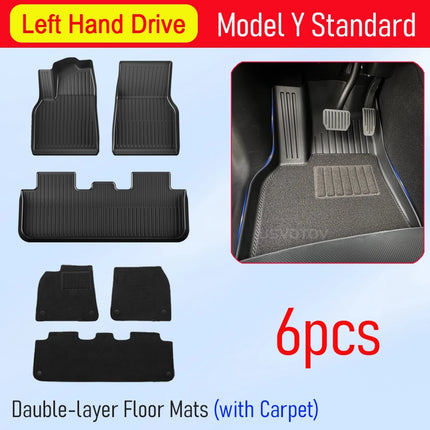 Floor Mats for Tesla Model Y Standard  2026 2025 Trunk Mat Cargo Liner Frunk Backrest Mats Accessories (Standard Models Only)