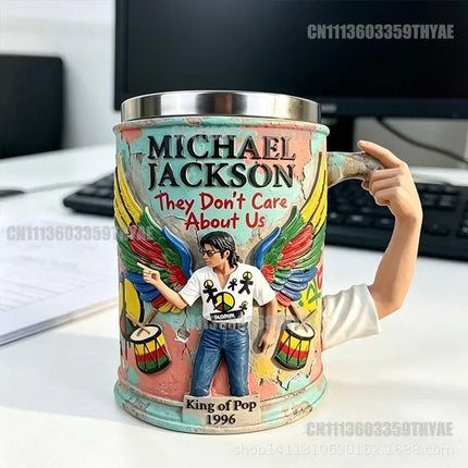 2026 Michael Jackson Beat It commemorative mug 3D relief stainless steel inner liner mug