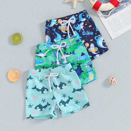 Kids Baby Boys Swim Trunks Novelty Shark Print Elastic Waist Swim Shorts Children Boys Bathing Suit Swimsuit Bottoms Swimwear