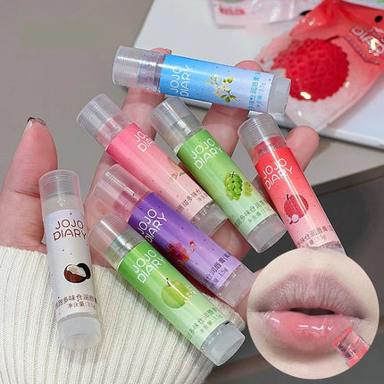 Coconut Hydrating Lip Balm Transparent Colorless Grape Apple Fruity Lip Care Moisturizing Anti-Dry Peach Jelly Lip Balm Makeup