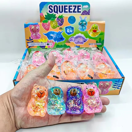 Cartoon Capybara Decompression Toy Soft Glitter Gummy Fidget Toys Pinching and Stress Relief Tool Anti Stress Squeeze Toy Gifts