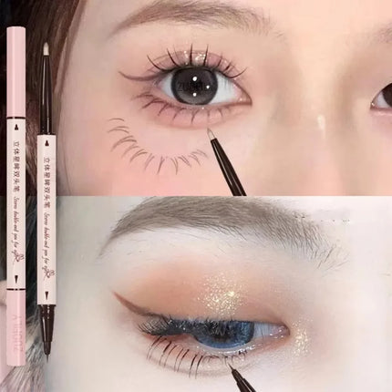 Double Head Eyeliner Pen Very Fine Tip Lying Silkworm Eye Brightening Waterproof And Durable Not Easy To Halo Dye Natural Makeup
