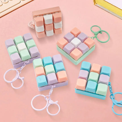 9 Keys Keyboard Fidget Toy Keychain Stress Relief Toys Finger Button Game Antistress Keycap Pendant for Children Adults Gift