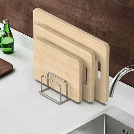 1pc Space-Saving Stainless Steel Pot Lid and Cutting Board Organizer Combo - Heavy-Duty Countertop Rack with Non-Shake Design