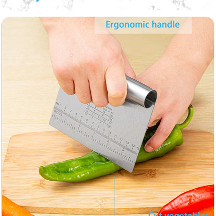 Stainless Steel Dough Pastry Scraper Pizza Cutter Chopper with Measuring Scale Multipurpose Cake Bread Separator Scale Knife