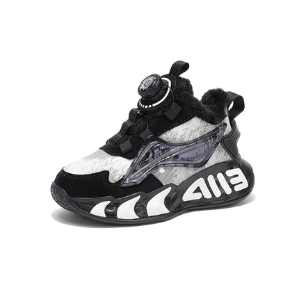 Childrens Sneakers Low Top Thick Sole Fashion Leather Warm Comfortable Soft Cotton Shoes Winter Outdoor Non Slip Walking Shoes