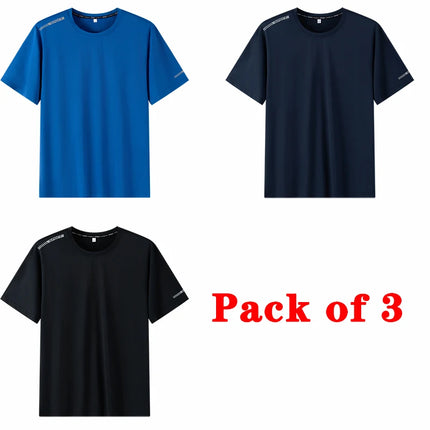Plus Size T-shirt Men for 110-175kg Pack of 1/3 Breathable Quick Dry Tees Big Oversized Round Neck Short Sleeve Sport T-shirt