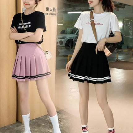Kawaii Harajuku Skirts Preppy School Uniform High Waist Pleated Women Girls Lolita A-line Sailor Skirt