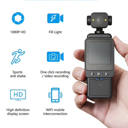 360 ° Rotating Handheld Mini Anti-shake Camera 1080P HD Display Screen WiFi Wireless Wearable Night Vision Outdoor Motion Camera
