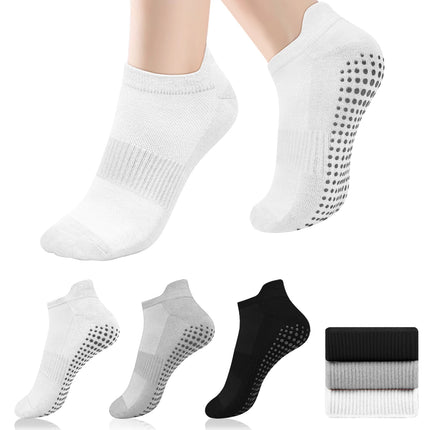 3 Pairs Yoga Socks Women Cotton Short Mesh Breathable Professional Non-slip Floor Pilates Dance Sports Gym Socks