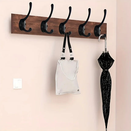 4Pcs Black Metal Coat Hook, Wall Mounted Retro Dual Hanging ,Utility Accessories, Simple Screw Installation 4Pcs Black Metal Coa